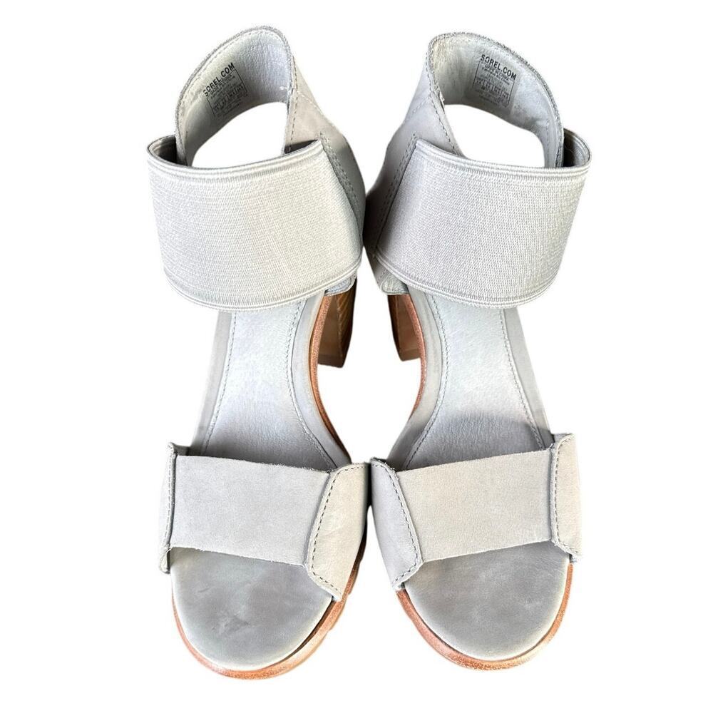 Sorel Nadia™ Leather Block Heeled Sandal Women’s Size 7.5 in Dove Gray EUC - Picture 4 of 10